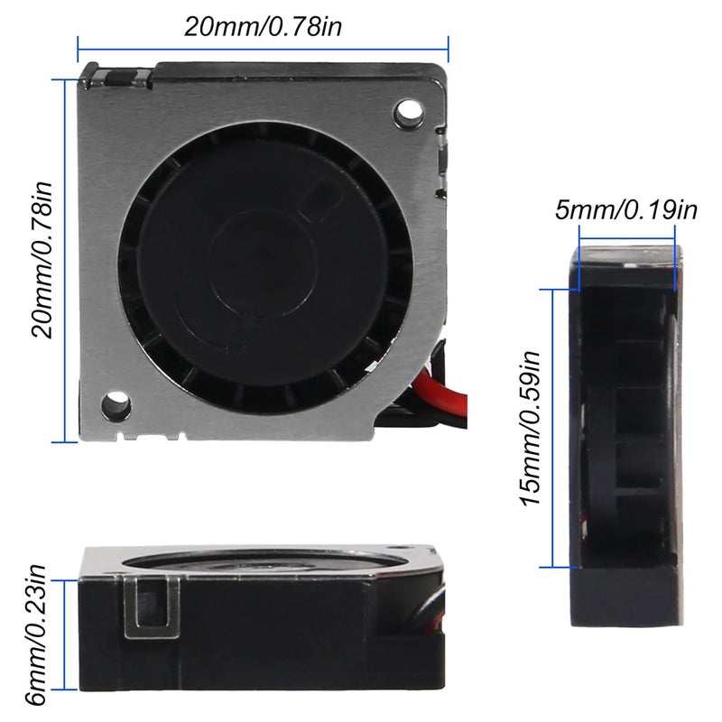 XIITIA 6pcs DC 20mm Fan 5V 2006/20x20x6mm Sleeve Bearings Brushless DC Cooling Blower Fan with 2 Pin Terminal for 3D Printer Parts - Image 3